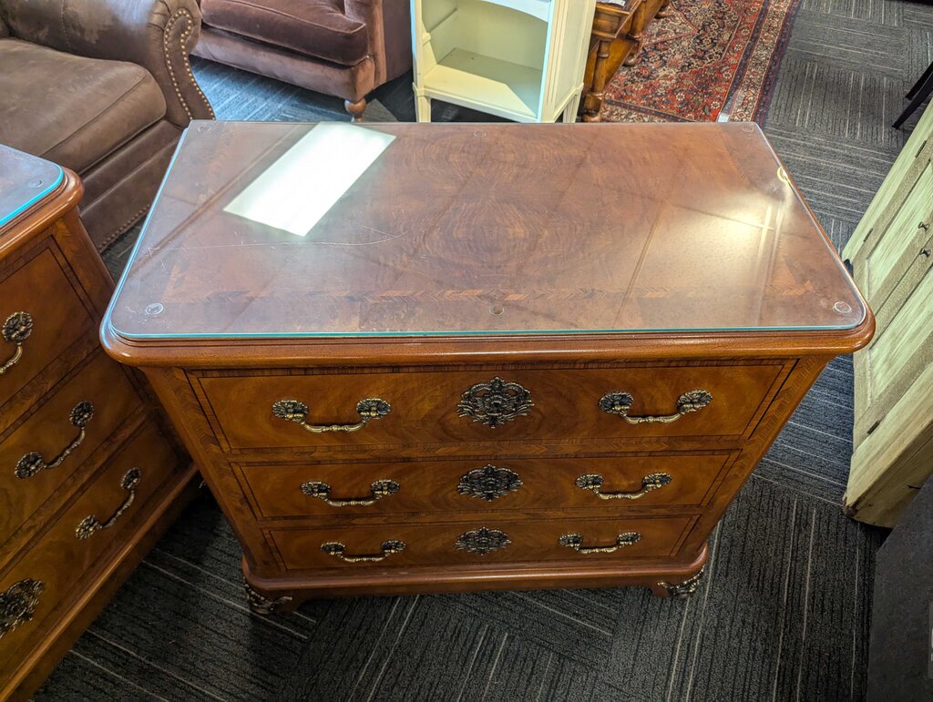 Burled Walnut Henredon Three Drawer Chest