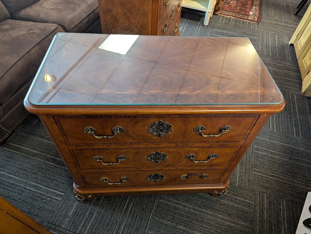 Burled Walnut Henredon Three Drawer Chest