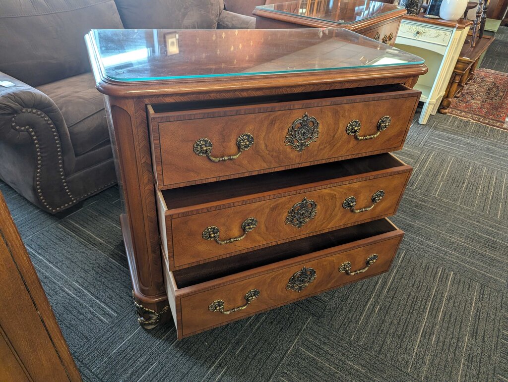 Burled Walnut Henredon Three Drawer Chest
