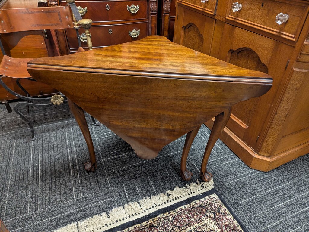 Solid Cherry Handkerchief Dropleaf Table w/ Claw & Ball Feet