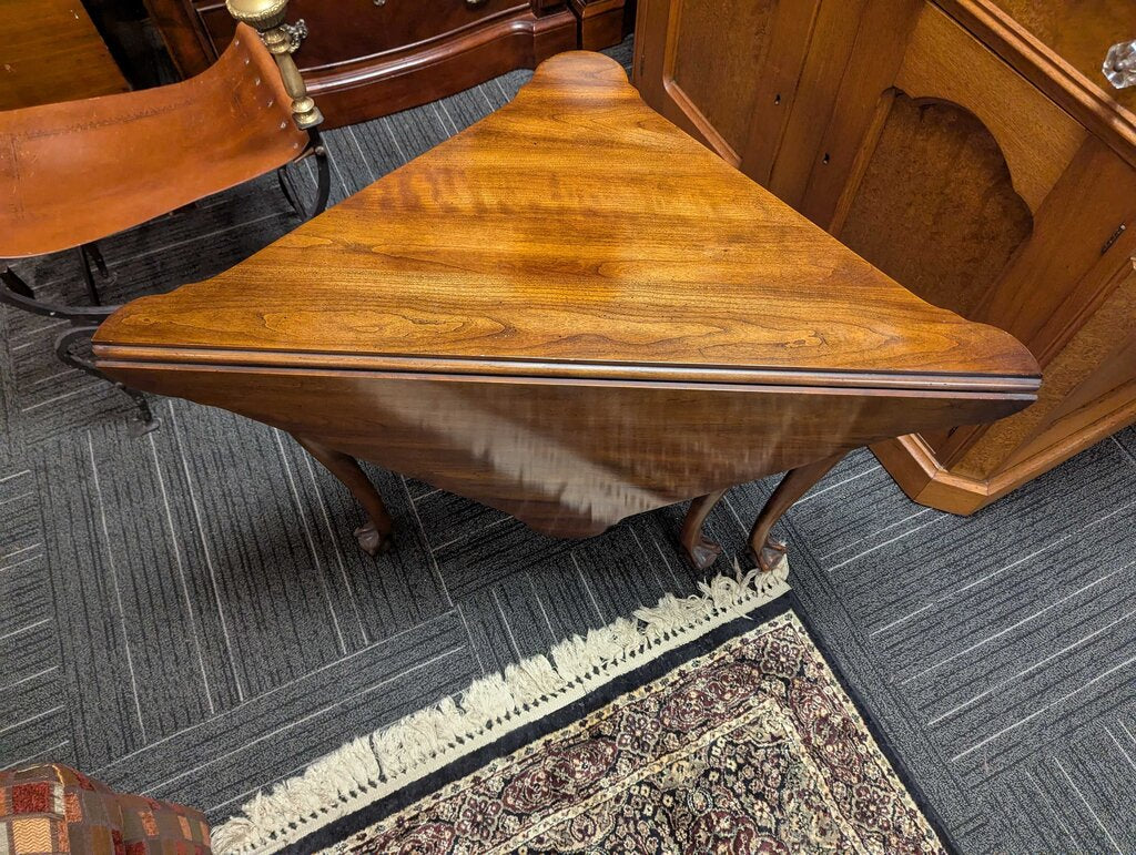 Solid Cherry Handkerchief Dropleaf Table w/ Claw & Ball Feet