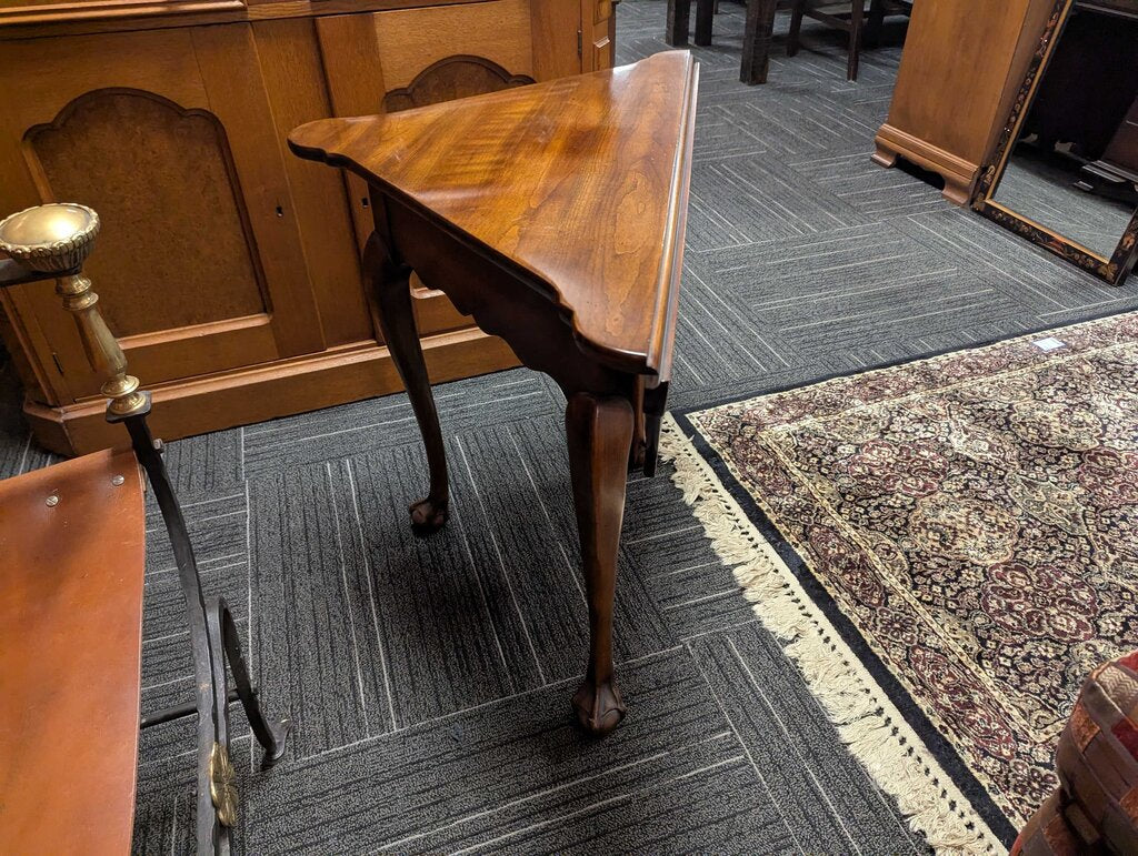 Solid Cherry Handkerchief Dropleaf Table w/ Claw & Ball Feet