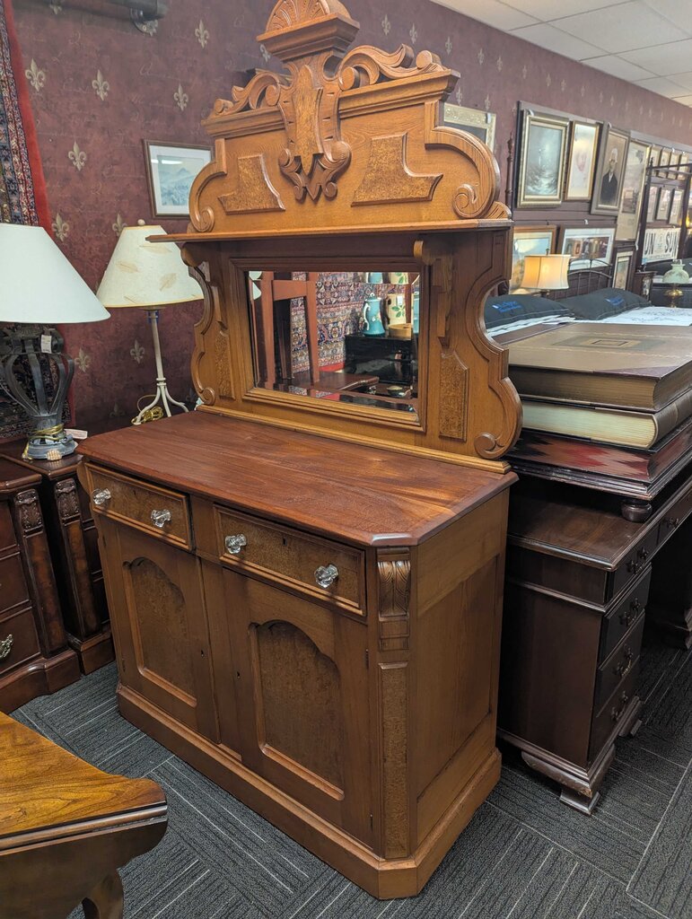 Victorian Walnut Sideboard w/ Burled Walnut Raised Panels