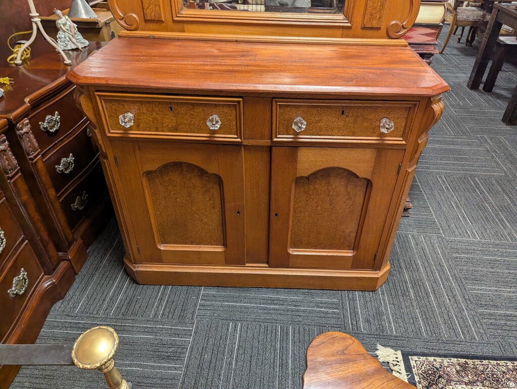 Victorian Walnut Sideboard w/ Burled Walnut Raised Panels