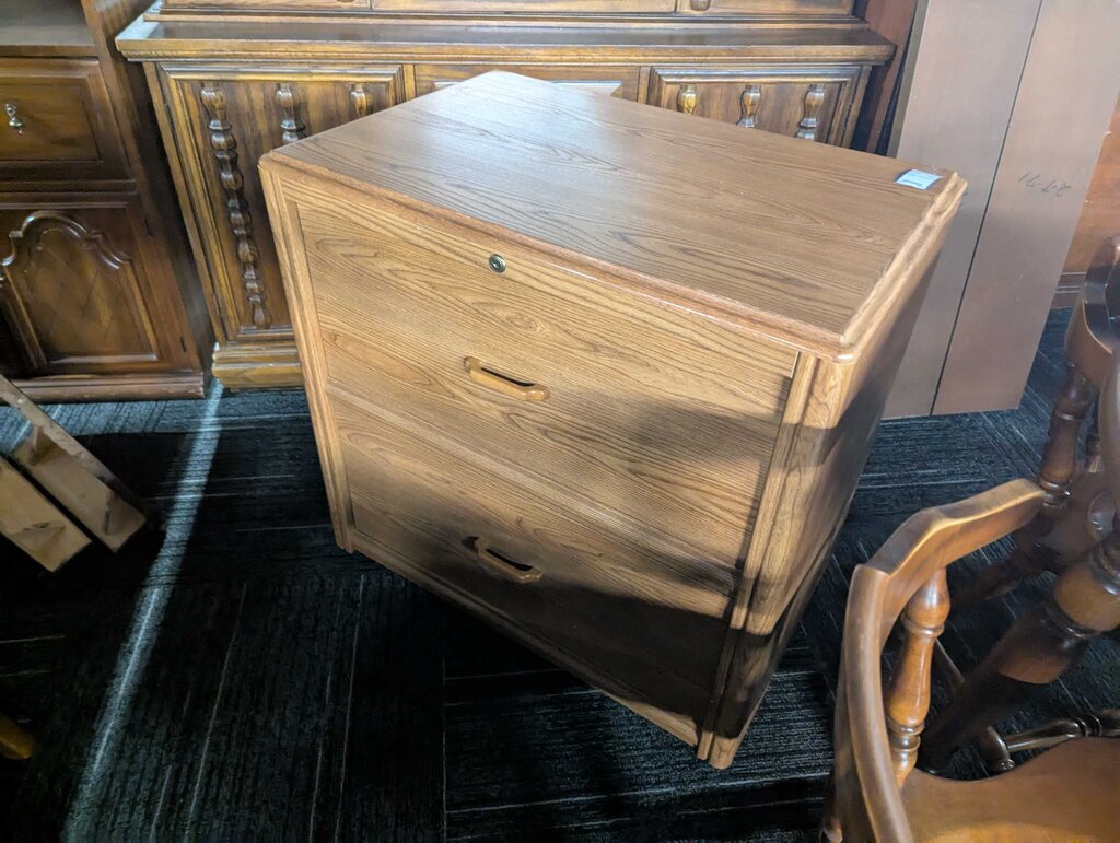 Oak Finish Lateral File Cabinet