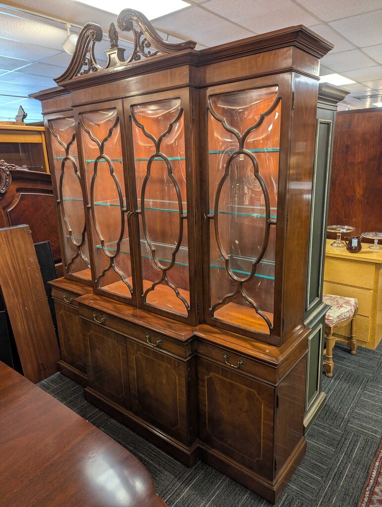 Formal Solid Mahogany Karges Breakfront With Leather Writing Desk