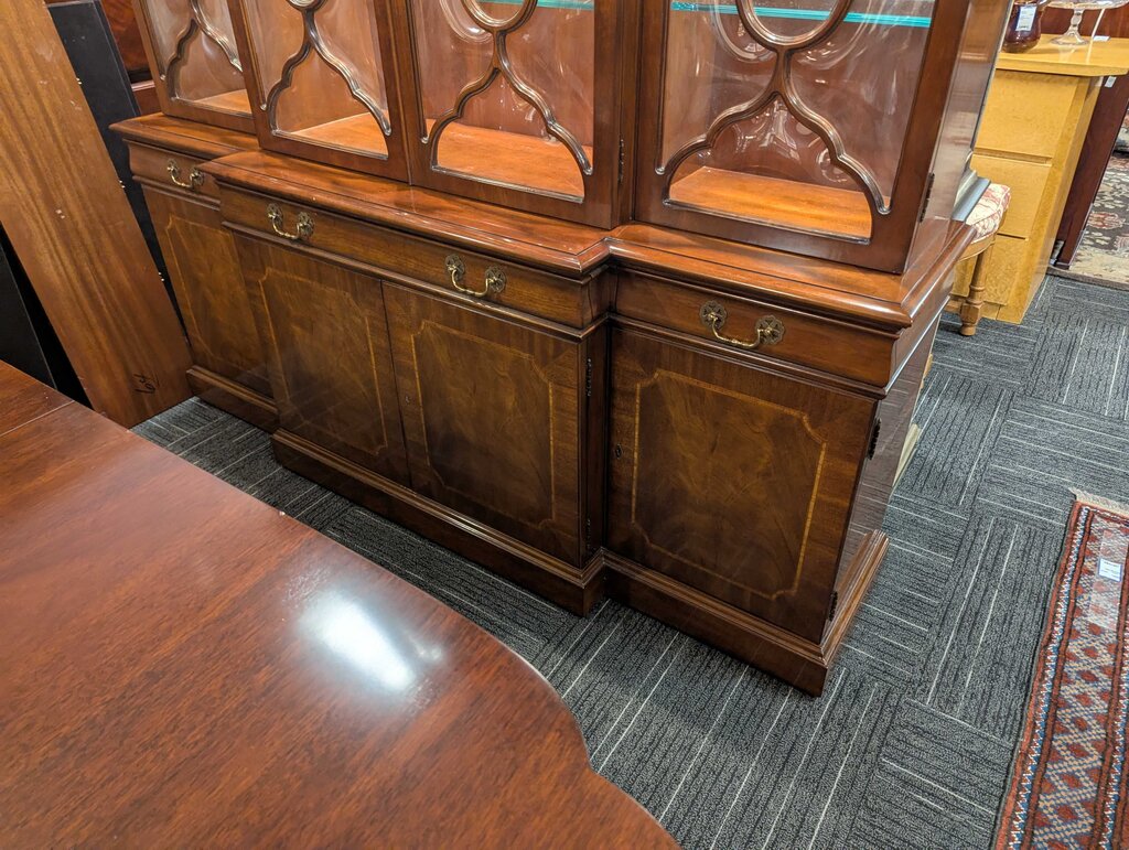 Formal Solid Mahogany Karges Breakfront With Leather Writing Desk