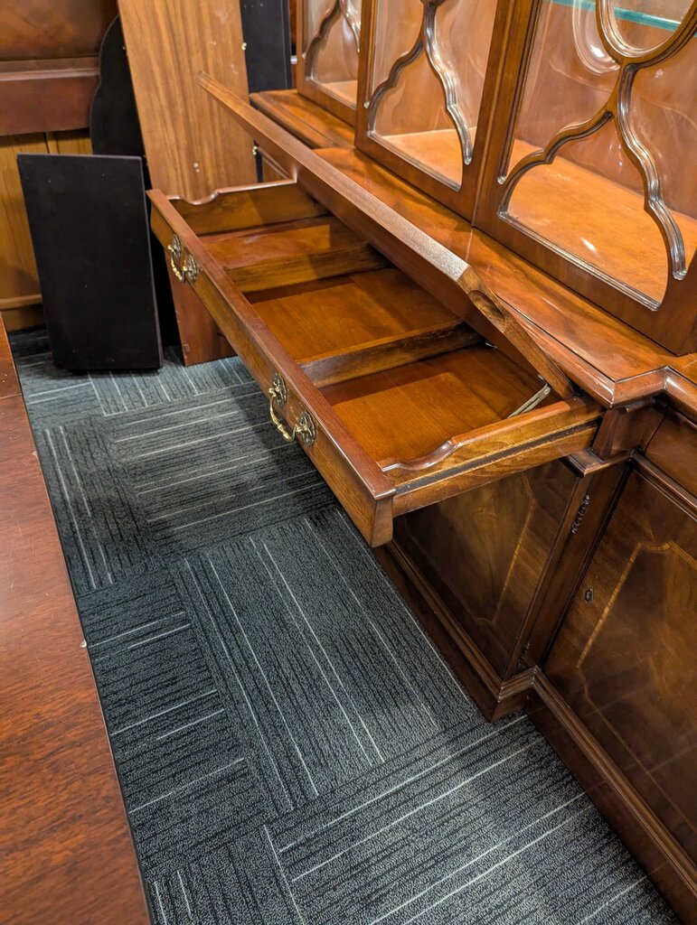 Formal Solid Mahogany Karges Breakfront With Leather Writing Desk