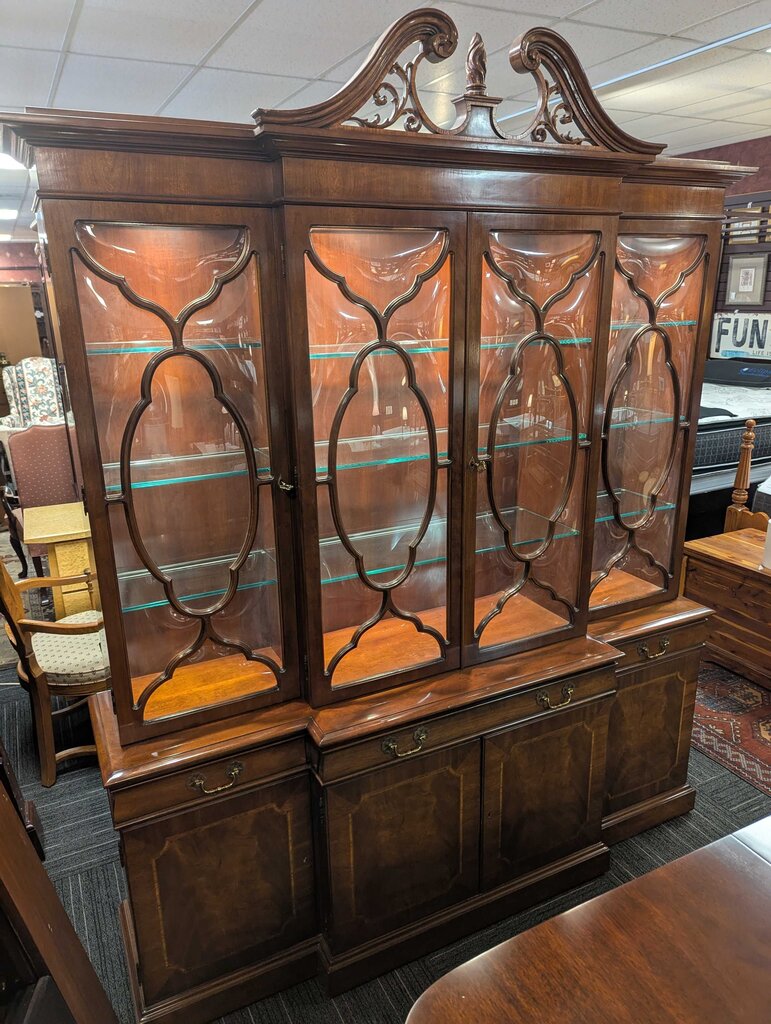 Formal Solid Mahogany Karges Breakfront With Leather Writing Desk