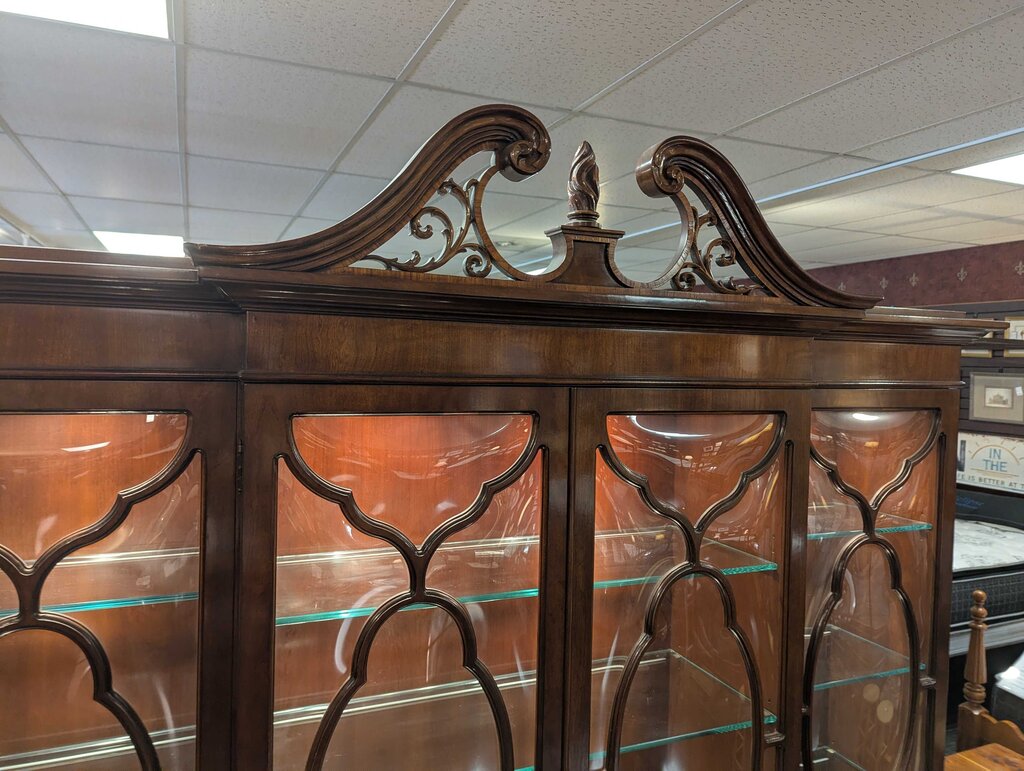 Formal Solid Mahogany Karges Breakfront With Leather Writing Desk