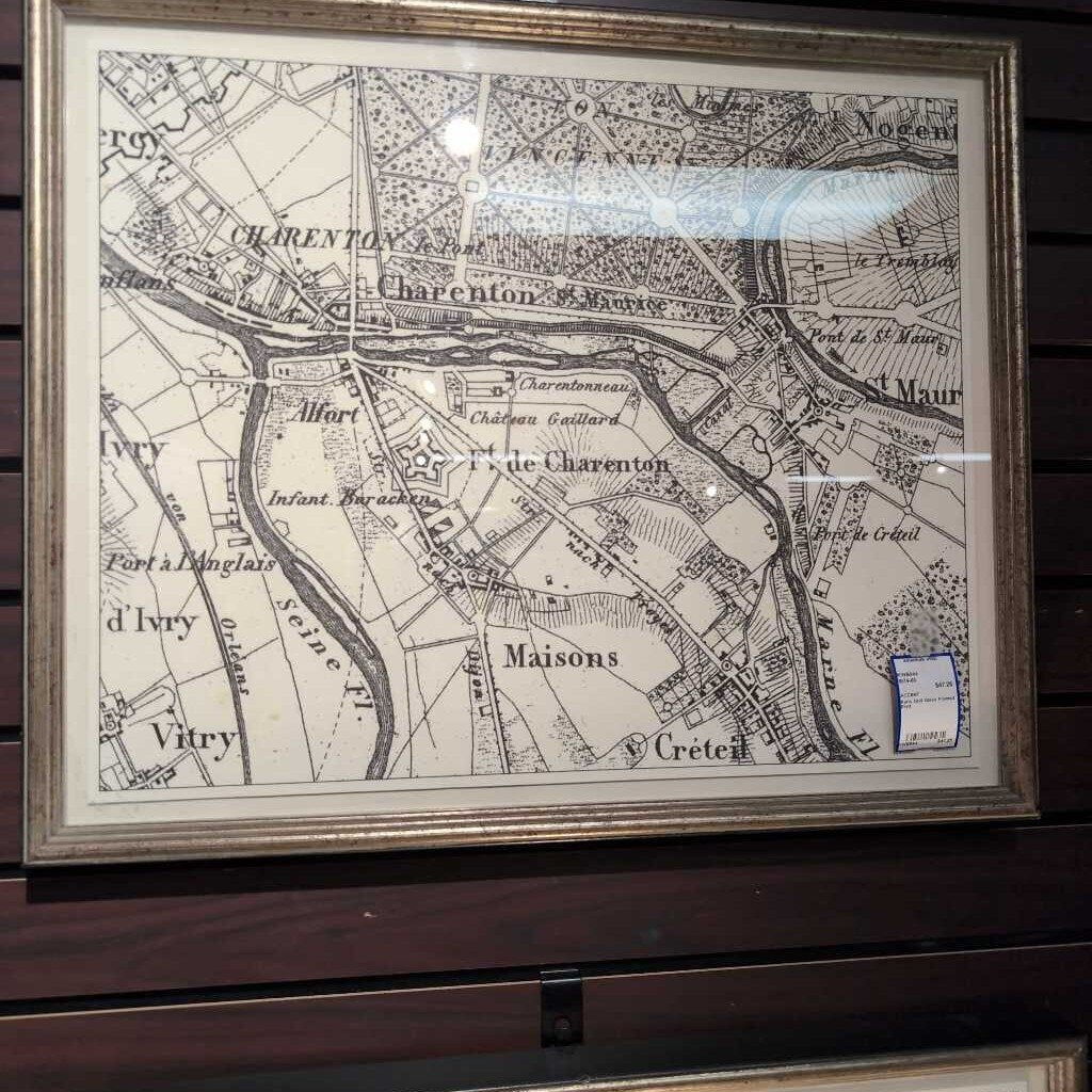 Paris Grid Glass Framed Print