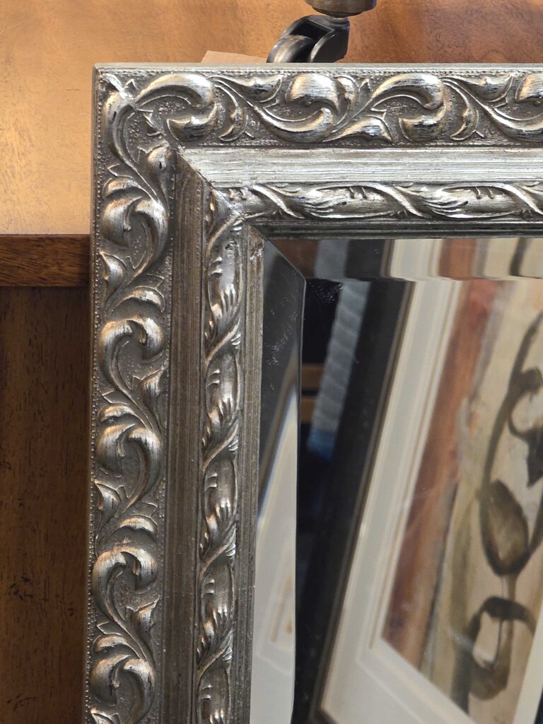 Contemporary Beveled Mirror w/ Silver Frame