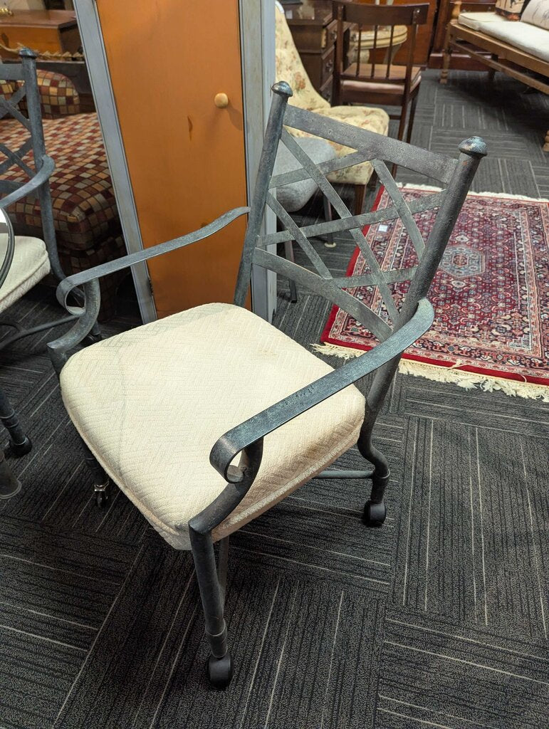 Vintage Glass Top Dining Table with Metal Chairs
