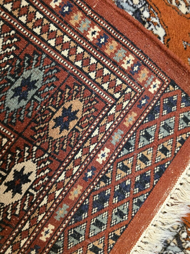 Vintage Hand Woven Bokara Wool Carpet 6'3" by 3'3"