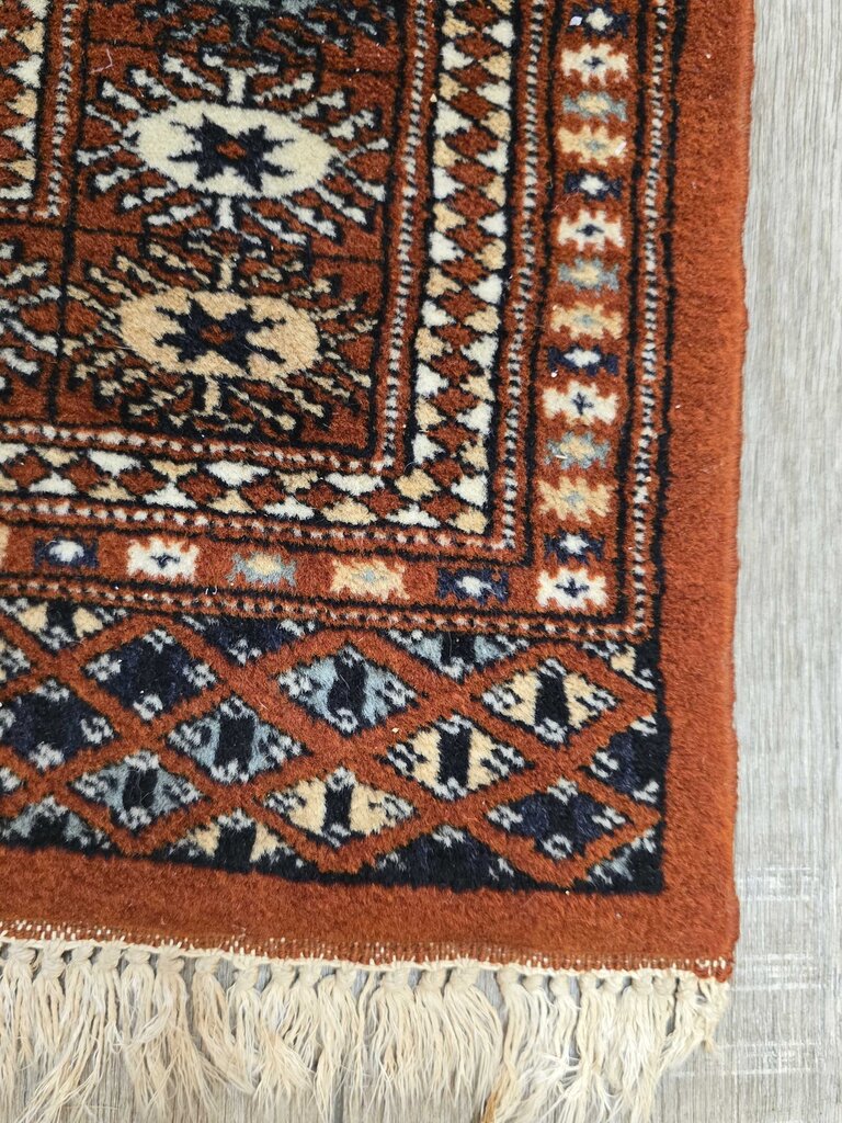 Vintage Hand Woven Bokara Wool Carpet 6'3" by 3'3"