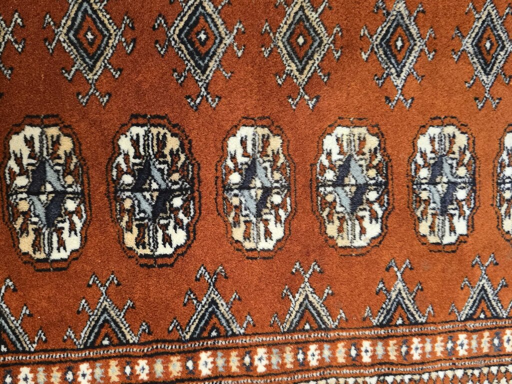Vintage Hand Woven Bokara Wool Carpet 6'3" by 3'3"
