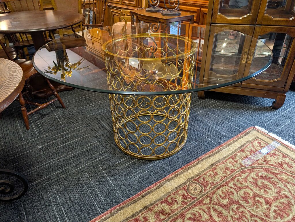 Contemporary Glass Top Table w/ Regency Base