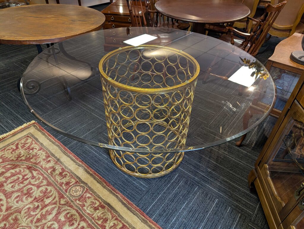 Contemporary Glass Top Table w/ Regency Base