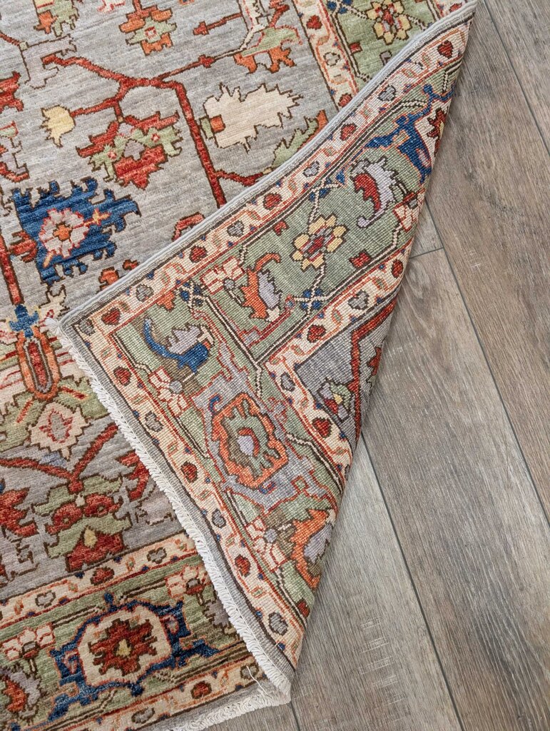 Stunning Contemporary Hand Woven Heriz - Serapi Wool Rug w/ Soft Grey & Dark Blues Tones 6'5" by 4'5"