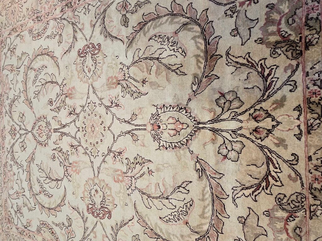 Contemporary Hand Woven Fine Wool Pile Persian Tabriz-Inspired Floral Rug 10'5 by 8'4"