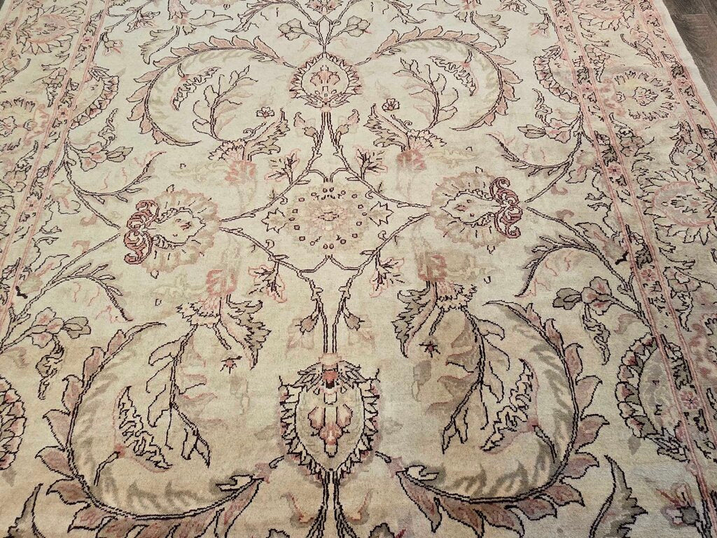 Contemporary Hand Woven Fine Wool Pile Persian Tabriz-Inspired Floral Rug 10'5 by 8'4"