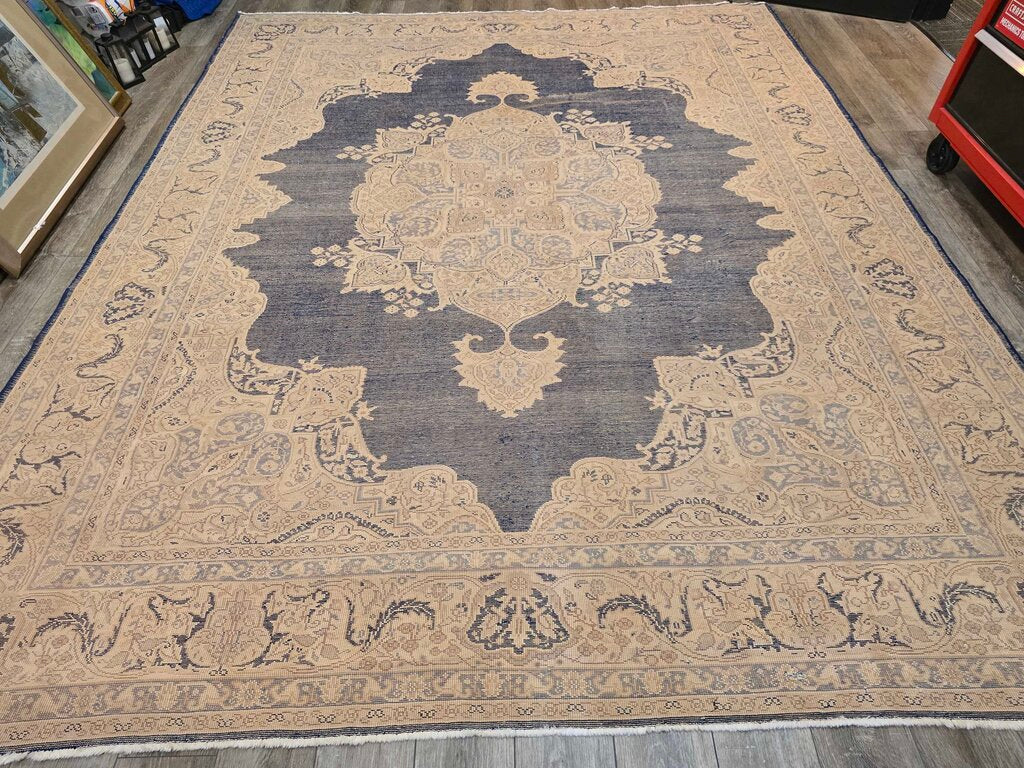 Hand Woven Flat Weave Kilim Turkish Wool Tabriz Revival Rug 11'4" by 9'