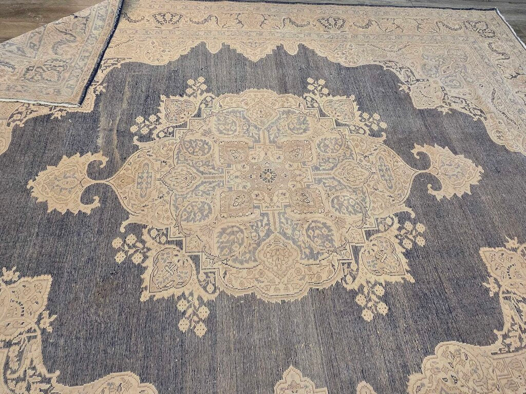 Hand Woven Flat Weave Kilim Turkish Wool Tabriz Revival Rug 11'4" by 9'