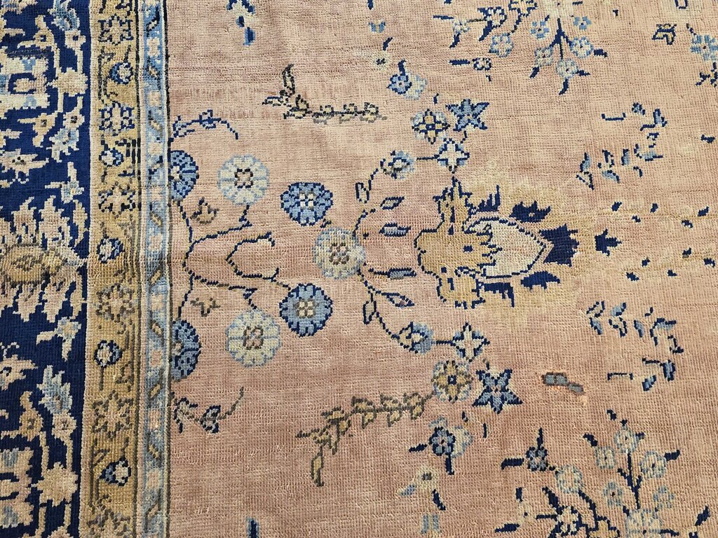 Fabulous Antique Persian Kerman Low Pile Wool Rug Circa 1900 9' by 9'