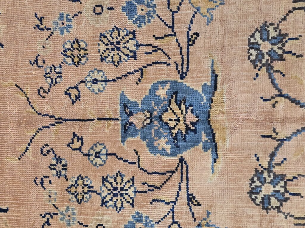 Fabulous Antique Persian Kerman Low Pile Wool Rug Circa 1900 9' by 9'
