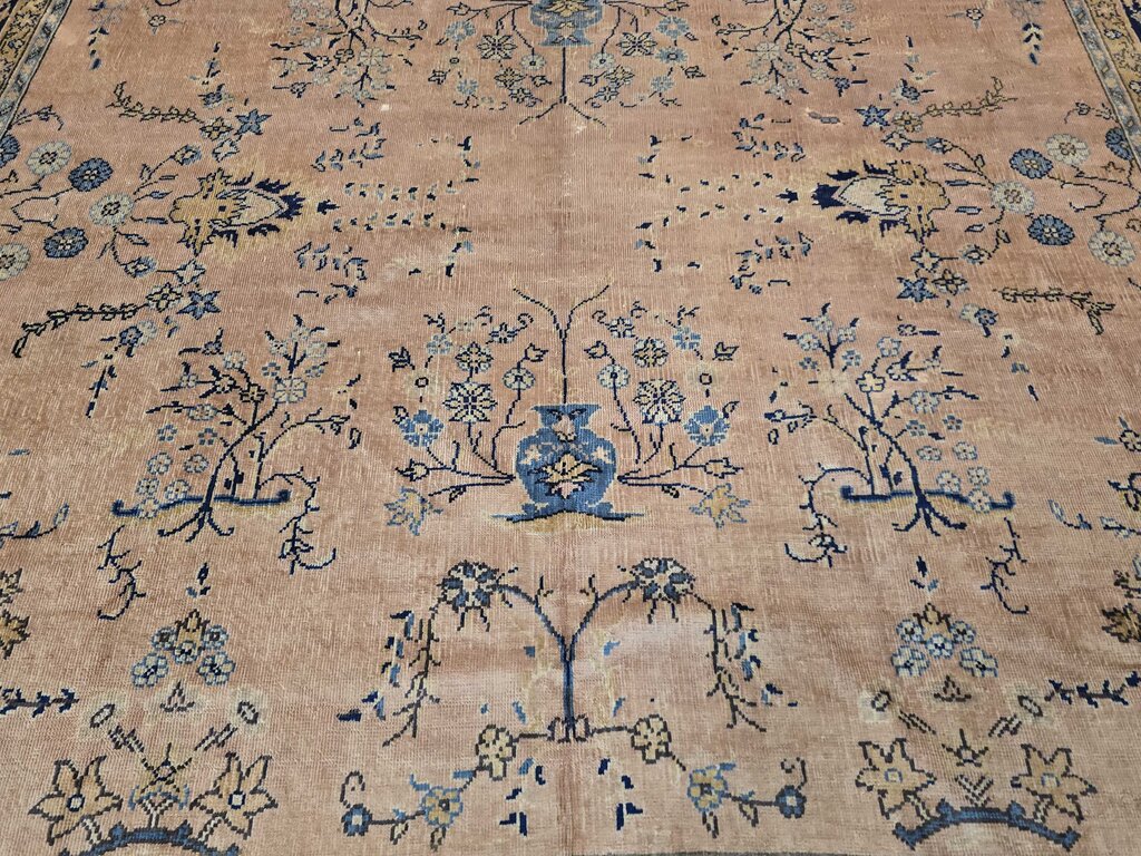 Fabulous Antique Persian Kerman Low Pile Wool Rug Circa 1900 9' by 9'