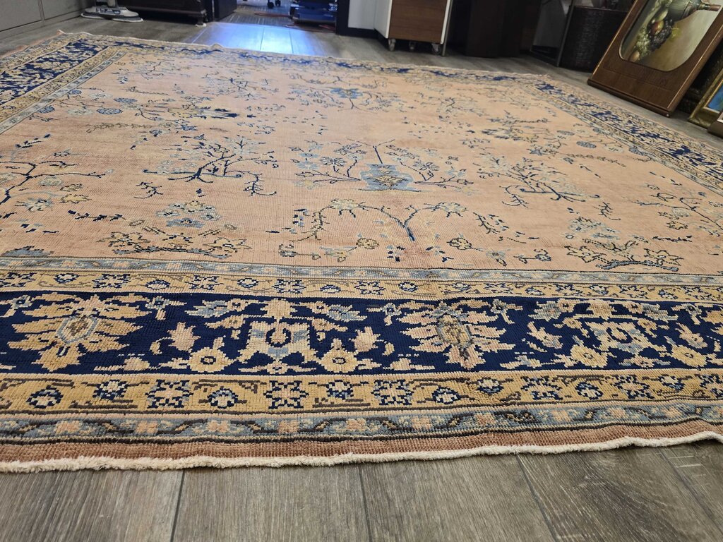 Fabulous Antique Persian Kerman Low Pile Wool Rug Circa 1900 9' by 9'