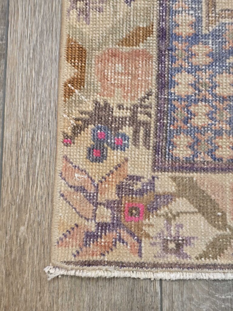 Contemporary Antique Revival Distressed Oushak Turkish Hand Woven Wool Carpet 7'1" by 4'2"