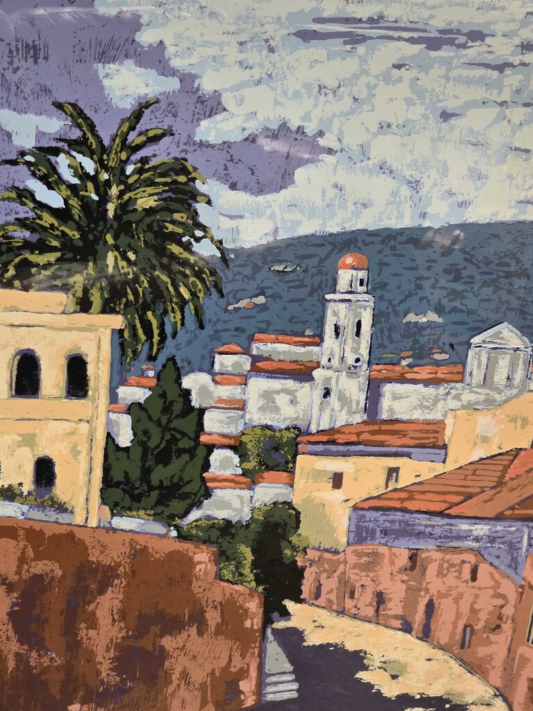 Signed & Numbered Mediterranean Serigraph Silkscreen Print "Villefranche" by Cecil Everly