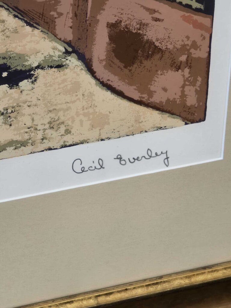 Signed & Numbered Mediterranean Serigraph Silkscreen Print "Villefranche" by Cecil Everly