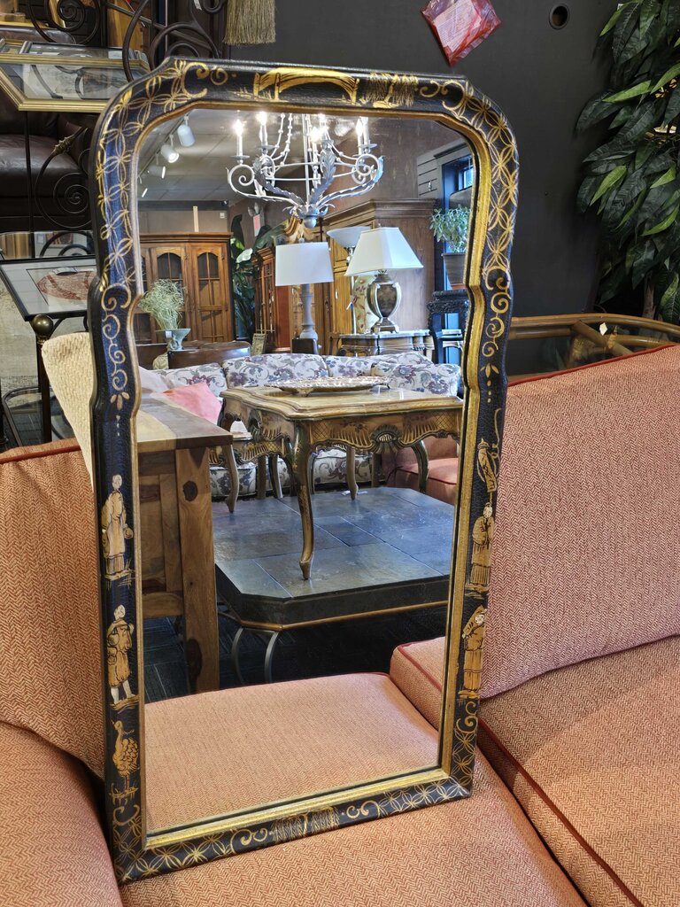 Chinoiserie Hand Painted Asian Mirror LaBarge