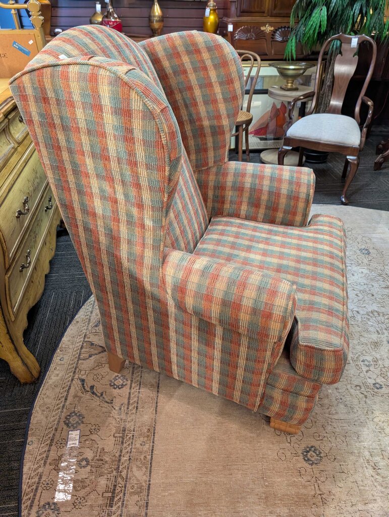 Plaid Wingback Chair