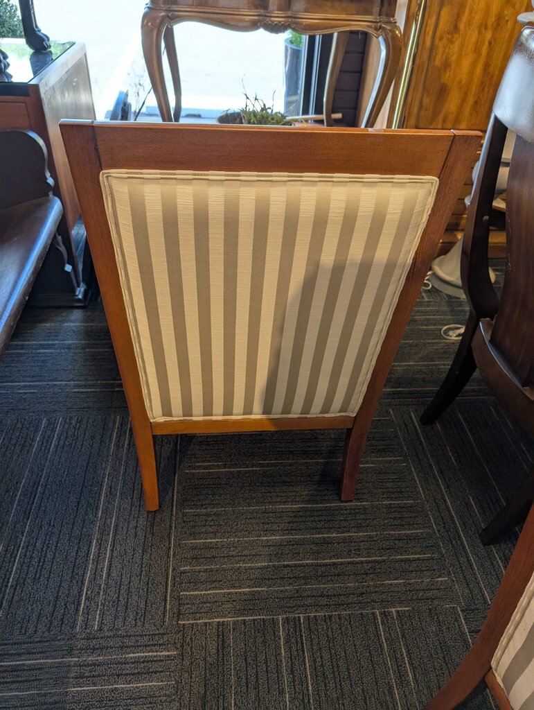Ethan Allen Country French Arm Chair w/ White Striped Fabric