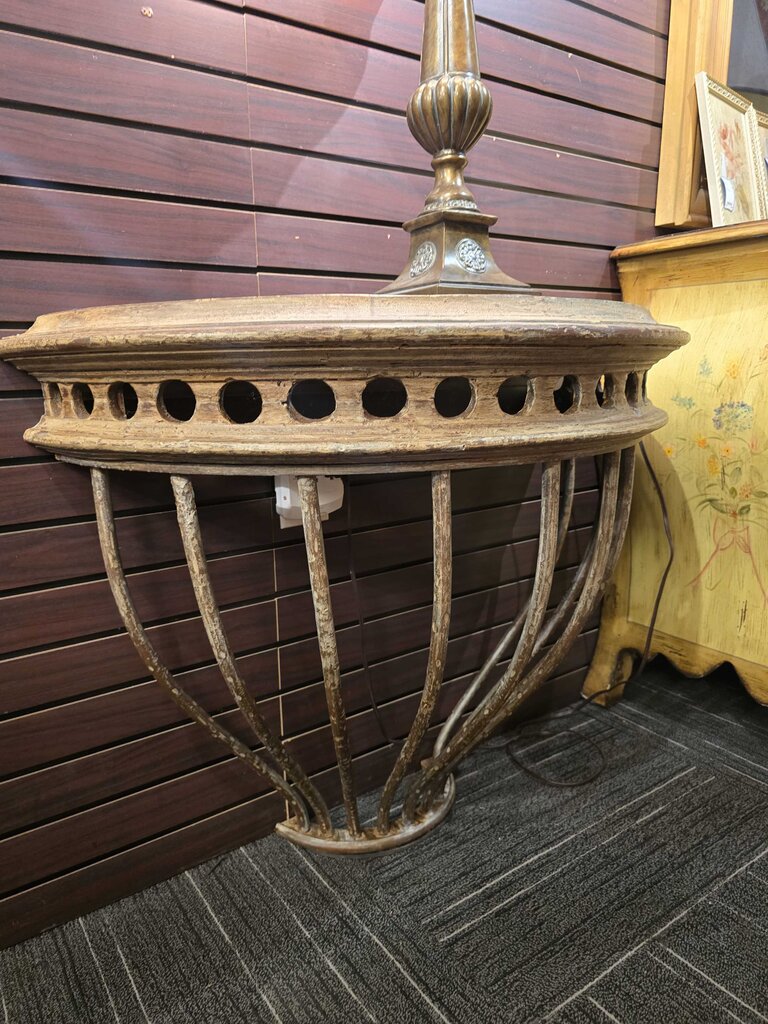 Heavy Wrought Spanish Iron Rustic Demilune Wall Mounted Console