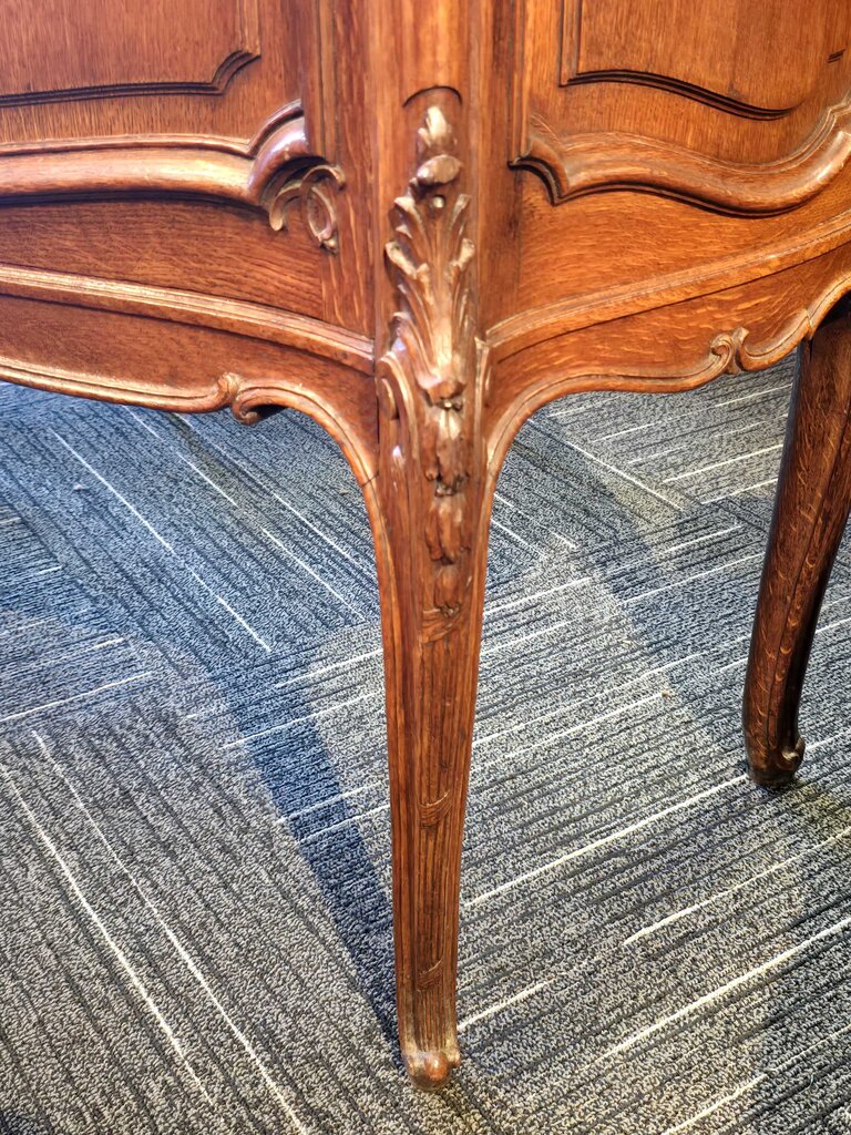 Fabulous Oak Continental French Server w/ Rosso Rouge Royal Marble Top