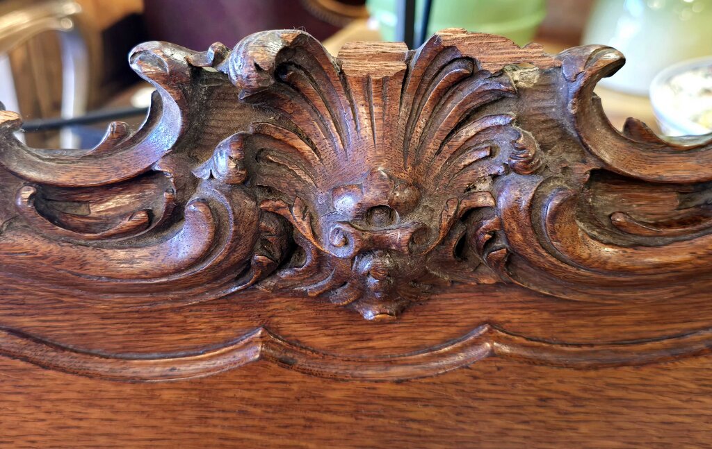 Fabulous Oak Continental French Server w/ Rosso Rouge Royal Marble Top