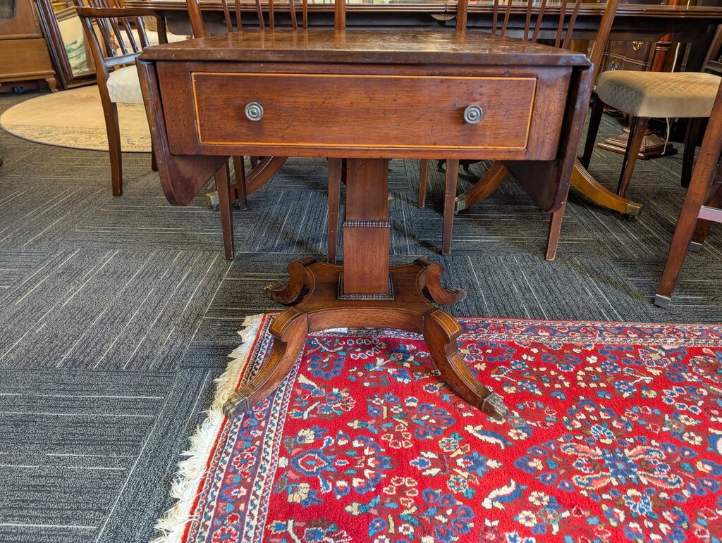 Antique One Drawer Drop Leaf Lamp Table
