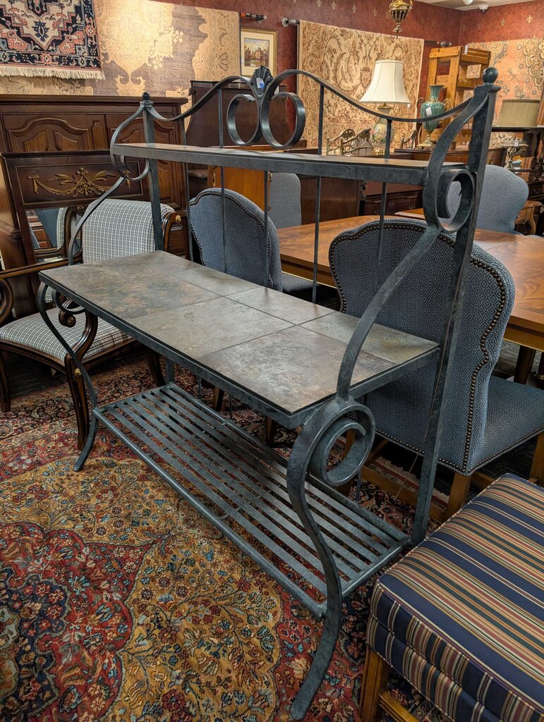 Wrought Iron Stone Top Bakers Rack