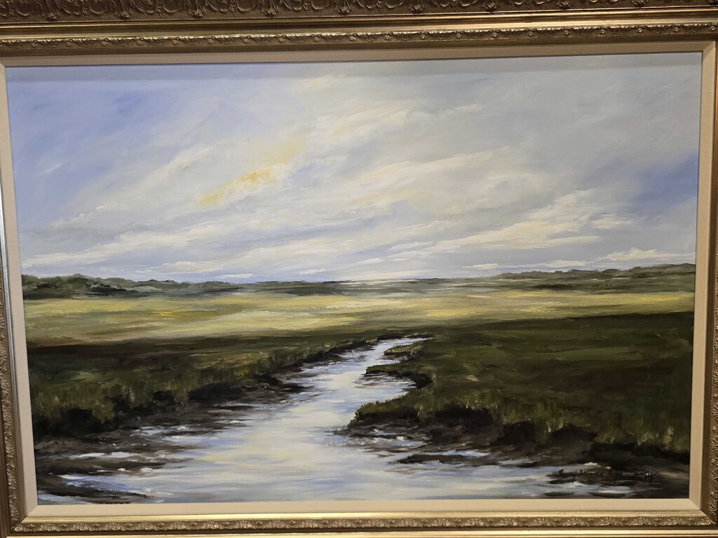 Tracy Hanna Foye (American Contemporary) Marshland Under Soft Skies Oil Painting