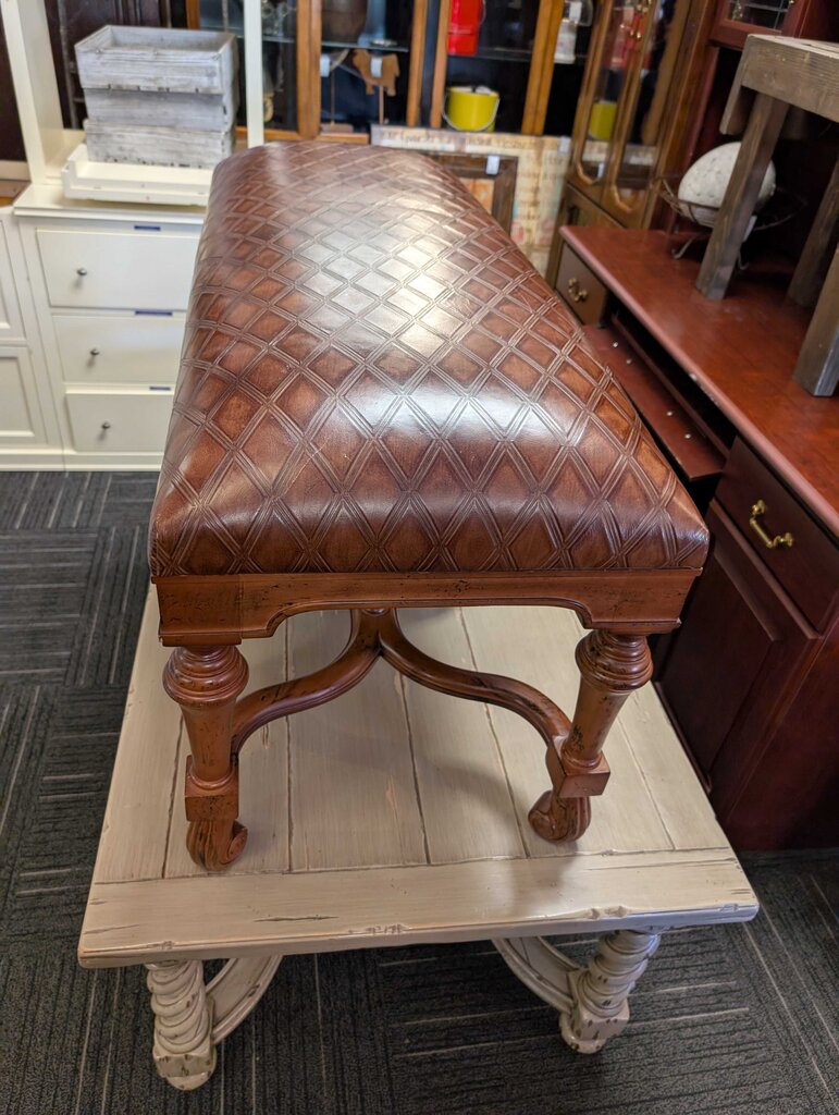 Emerson Bentley Leather Baroque Style Bench