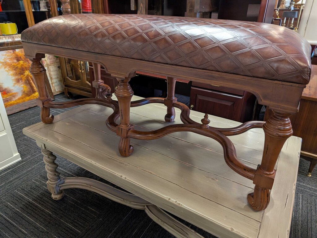 Emerson Bentley Leather Baroque Style Bench