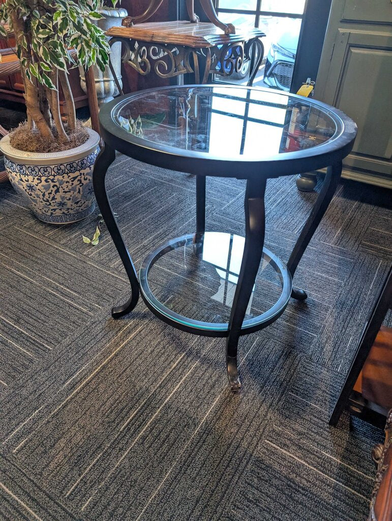 Contempoary Black Metal & Glass Side Table