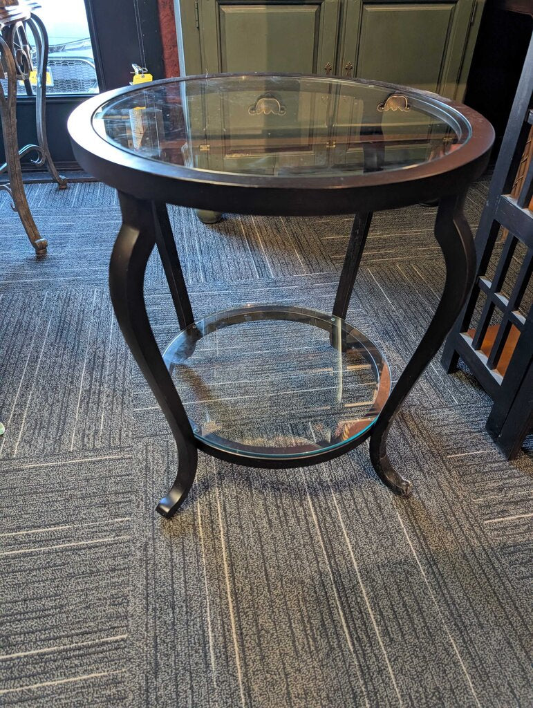 Contempoary Black Metal & Glass Side Table