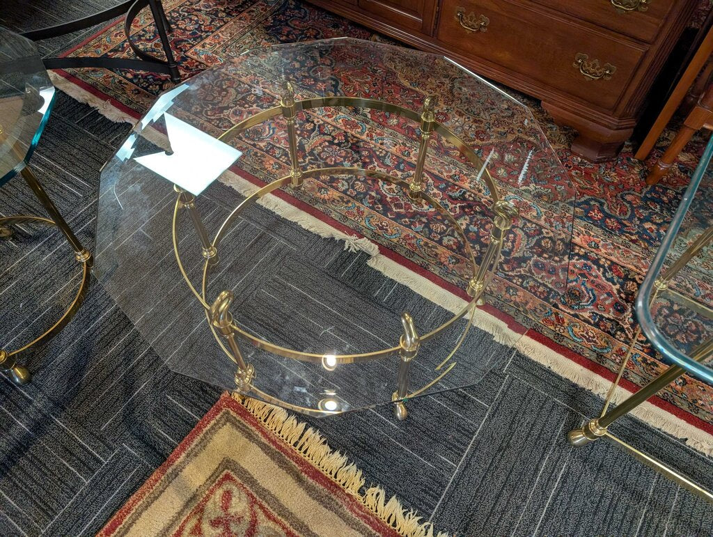 Contemporary Regency Brass & Swan-Head Coffee Table