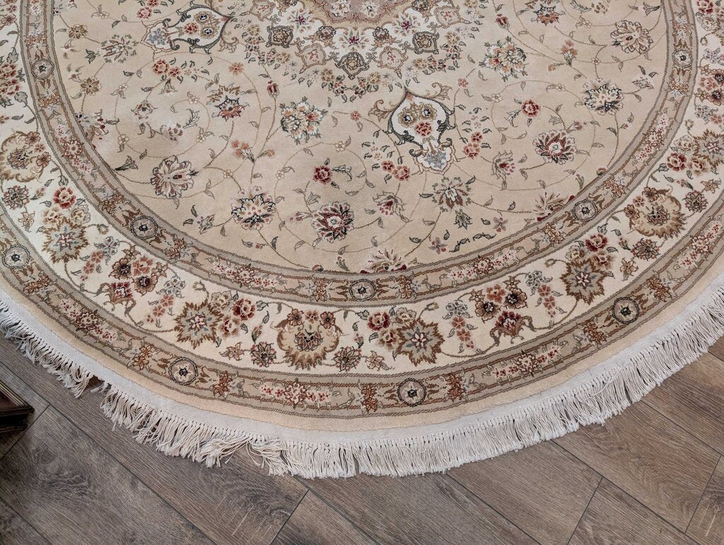 Hand Woven Round Wool Area Rug 100'' Diameter