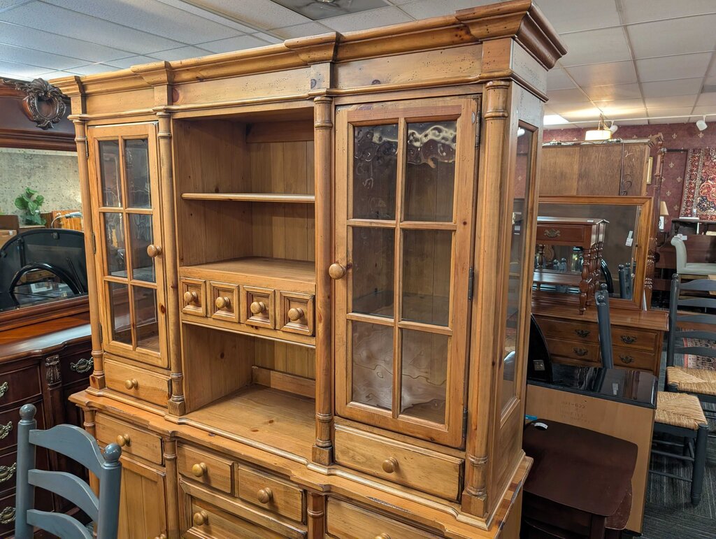 Farmhouse Knotty Pine China Cabinet By Broyhill